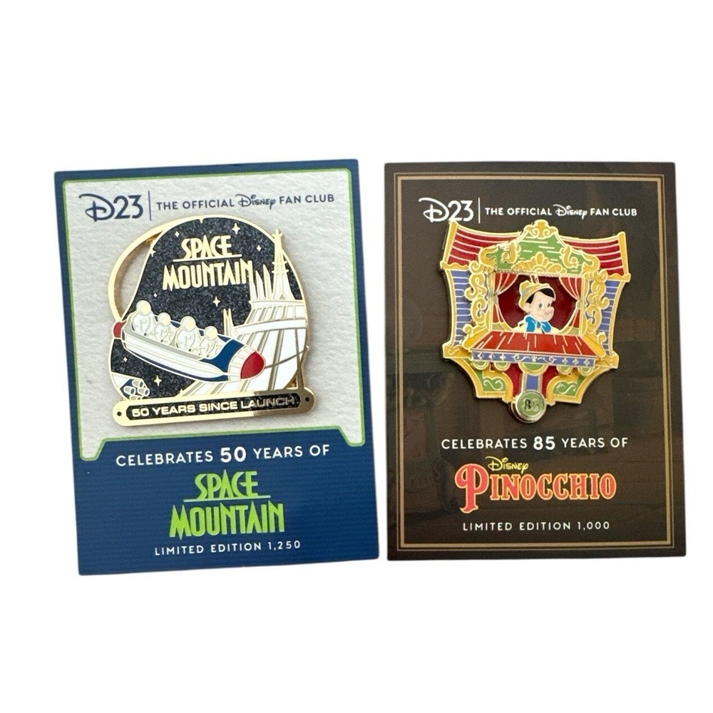 D23 Disney LE Pin Set - Space Mountain 50th &‎ Pinocchio 85th Anniversary